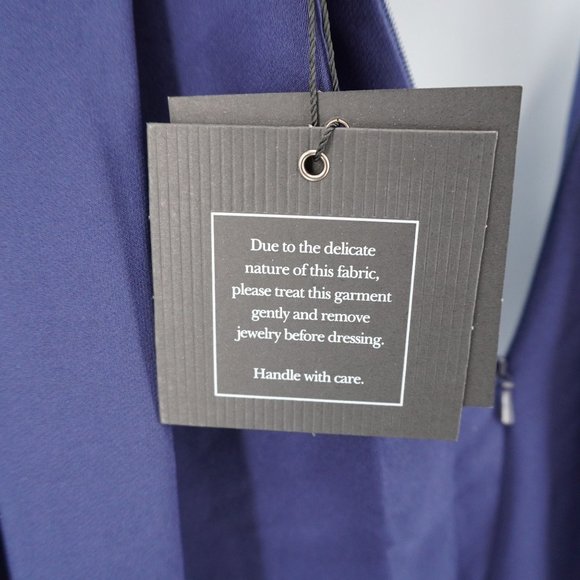 Mac Duggal Women's NWT Ieena Midnight Blue A-Line Rhinestone Waist Evening Gown - Picture 15 of 15